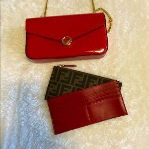 Red Fendi Wallet on chain bag